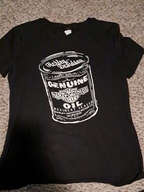 Harley-Davidson Black Tee with White Oil Can Graphic